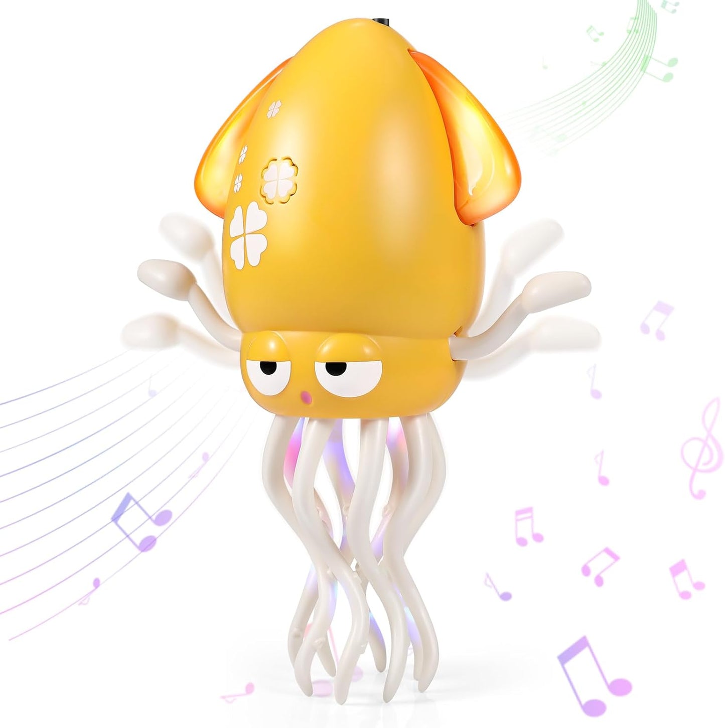 Dancing Octopus Baby Toy - Electric Crawling Squid Toddler Toys, Rechargeable Tummy Time Toy with Lights & Music, Interactive Learning Boys Girls Birthday Gifts (Pink)