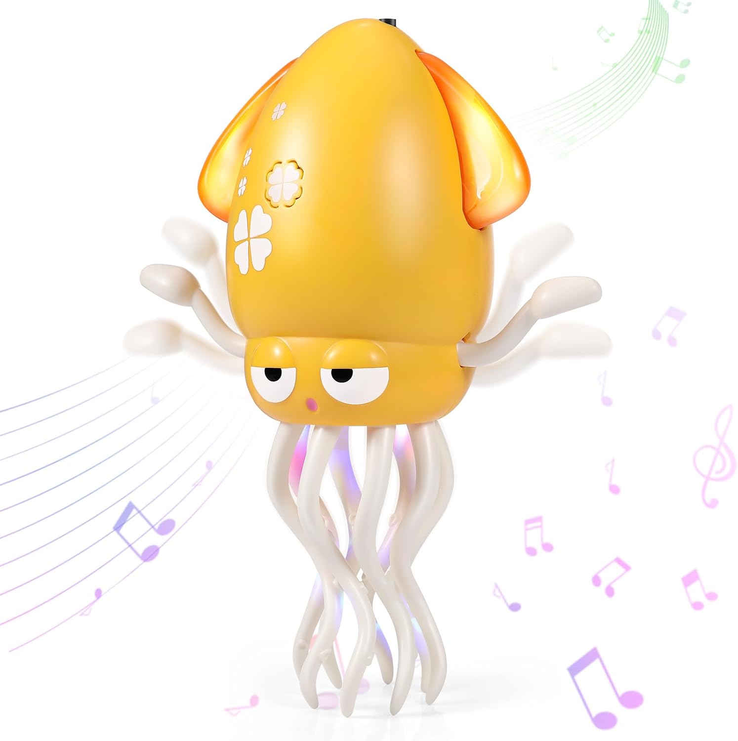 Dancing Octopus Baby Toy - Electric Crawling Squid Toddler Toys, Rechargeable Tummy Time Toy with Lights & Music, Interactive Learning Boys Girls Birthday Gifts (Pink)